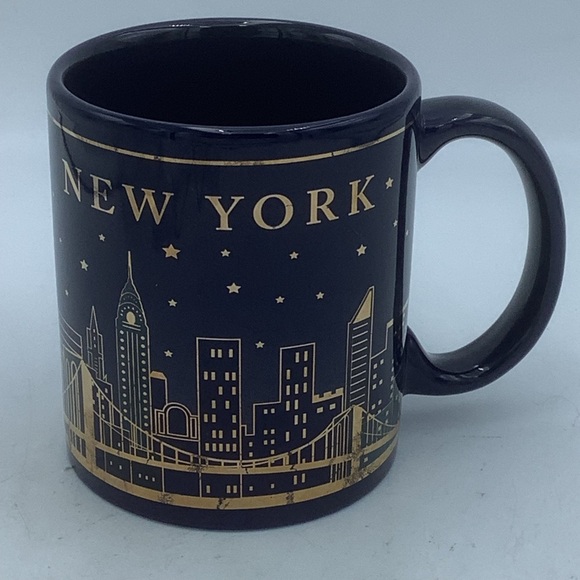 Torkia Cobalt Blue and Gold New York City Skyline Mug - Picture 1 of 10